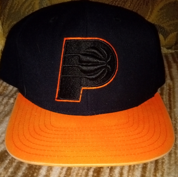 Indiana Pacers Adidas Snapback Big Logo Embroidery Orange & Black - Picture 1 of 5